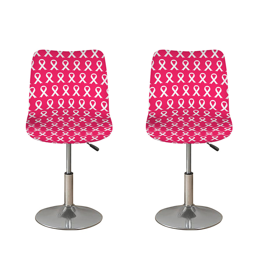White And Pink Breast Cancer Print Bar Stool Covers