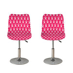 White And Pink Breast Cancer Print Bar Stool Covers
