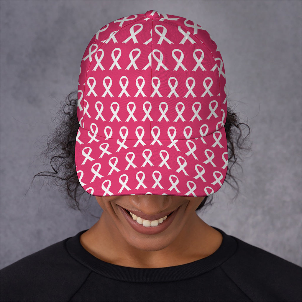 White And Pink Breast Cancer Print Baseball Cap