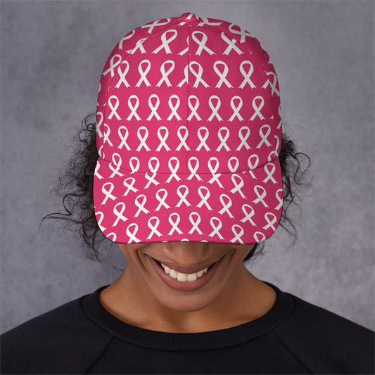 White And Pink Breast Cancer Print Baseball Cap
