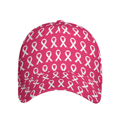 White And Pink Breast Cancer Print Baseball Cap