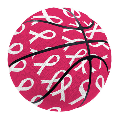 White And Pink Breast Cancer Print Basketball