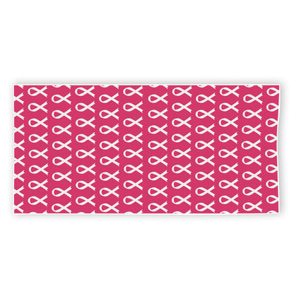 White And Pink Breast Cancer Print Beach Towel