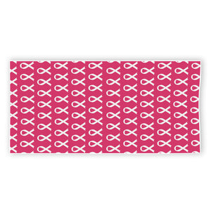 White And Pink Breast Cancer Print Beach Towel