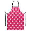 White And Pink Breast Cancer Print Bib Apron With Pocket