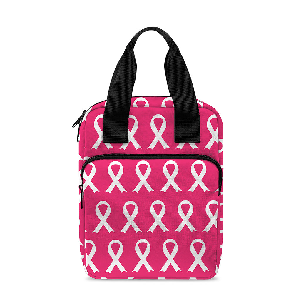 White And Pink Breast Cancer Print Bible Tote Bag