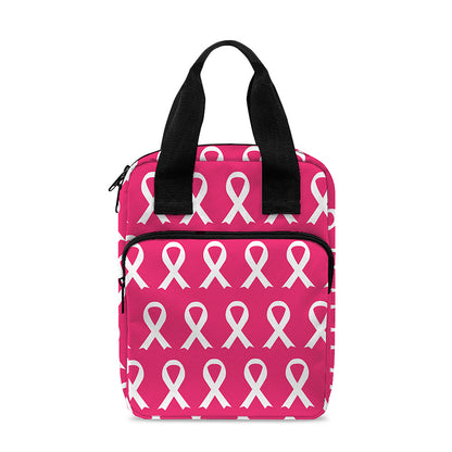 White And Pink Breast Cancer Print Bible Tote Bag