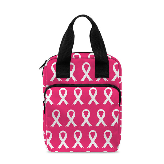 White And Pink Breast Cancer Print Bible Tote Bag