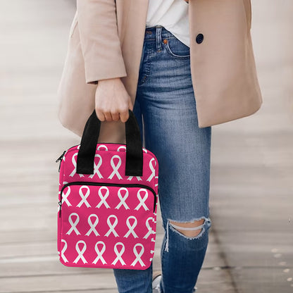 White And Pink Breast Cancer Print Bible Tote Bag