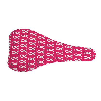 White And Pink Breast Cancer Print Bicycle Seat Cover