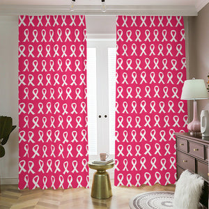 White And Pink Breast Cancer Print Blackout Pencil Pleat Curtains