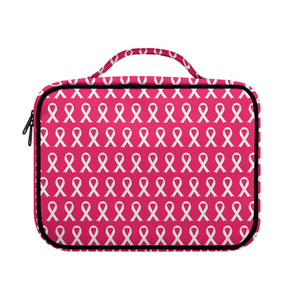 White And Pink Breast Cancer Print Briefcase Bible Bag