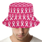 White And Pink Breast Cancer Print Bucket Hat