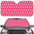 White And Pink Breast Cancer Print Car Windshield Sun Shade