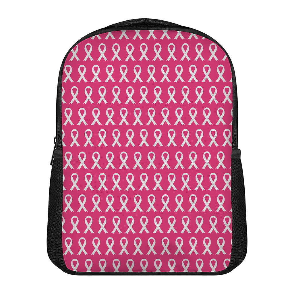 White And Pink Breast Cancer Print Casual Backpack