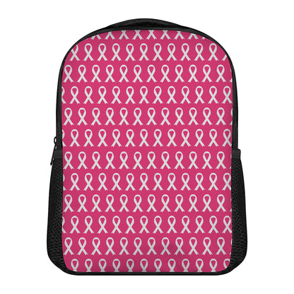 White And Pink Breast Cancer Print Casual Backpack