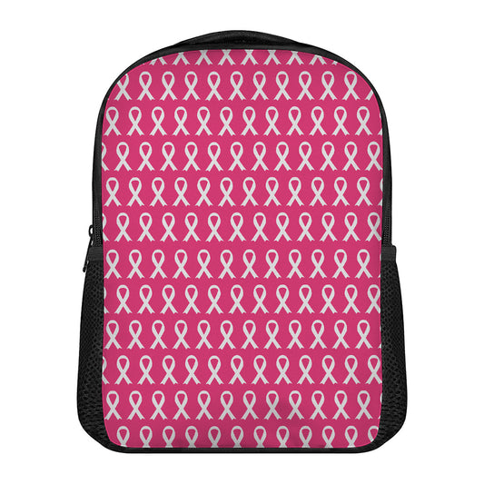 White And Pink Breast Cancer Print Casual Backpack