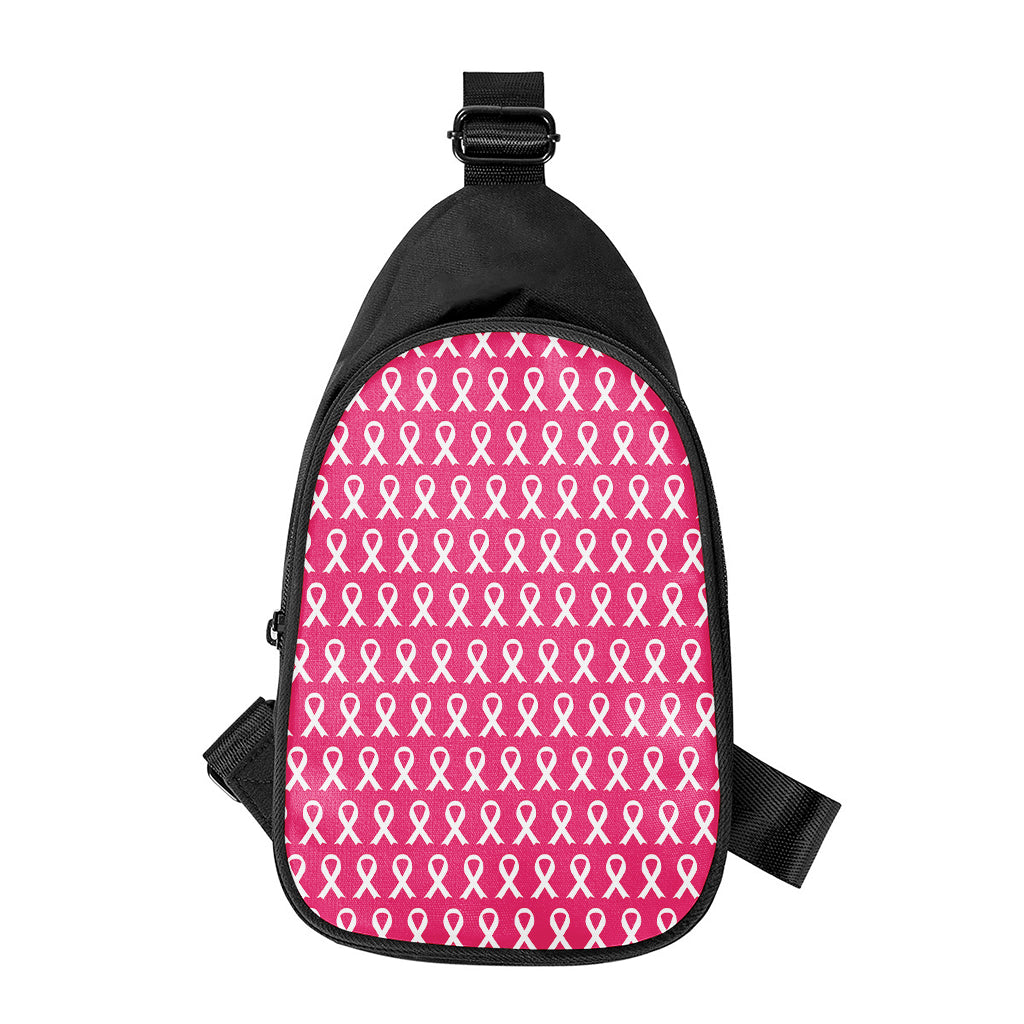 White And Pink Breast Cancer Print Chest Bag