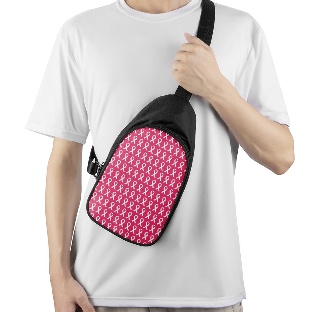 White And Pink Breast Cancer Print Chest Bag