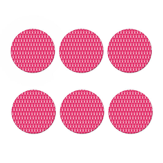 White And Pink Breast Cancer Print Coaster Set