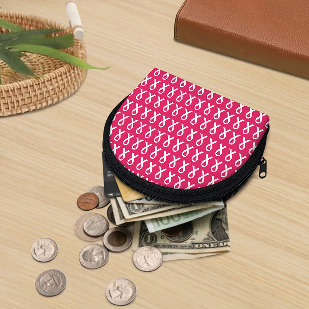 White And Pink Breast Cancer Print Coin Purse
