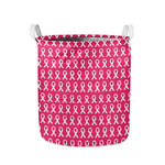 White And Pink Breast Cancer Print Collapsible Laundry Basket
