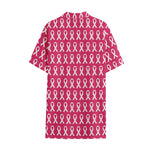 White And Pink Breast Cancer Print Cotton Hawaiian Shirt