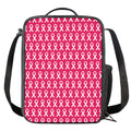 White And Pink Breast Cancer Print Crossbody Lunch Bag