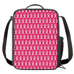 White And Pink Breast Cancer Print Crossbody Lunch Bag