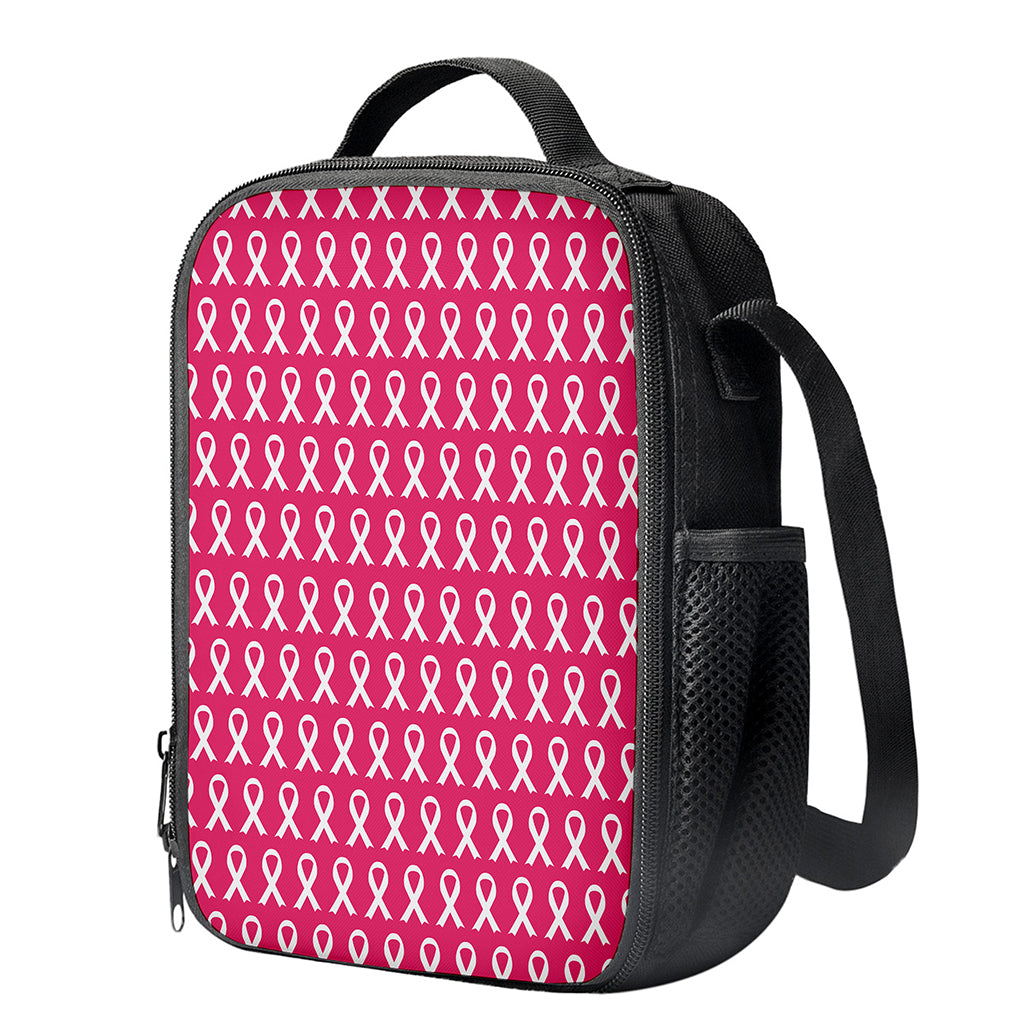 White And Pink Breast Cancer Print Crossbody Lunch Bag