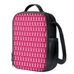 White And Pink Breast Cancer Print Crossbody Lunch Bag