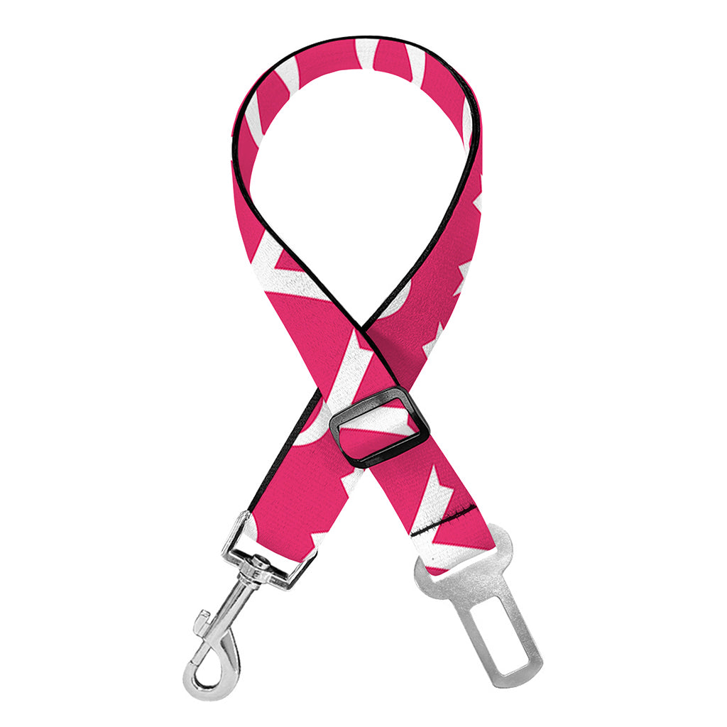 White And Pink Breast Cancer Print Dog Seat Belt