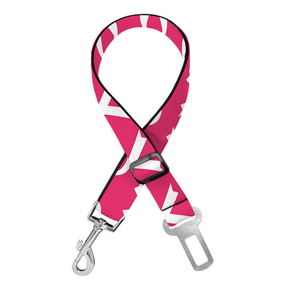 White And Pink Breast Cancer Print Dog Seat Belt