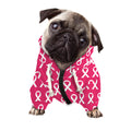 White And Pink Breast Cancer Print Dog Zip Up Hoodie