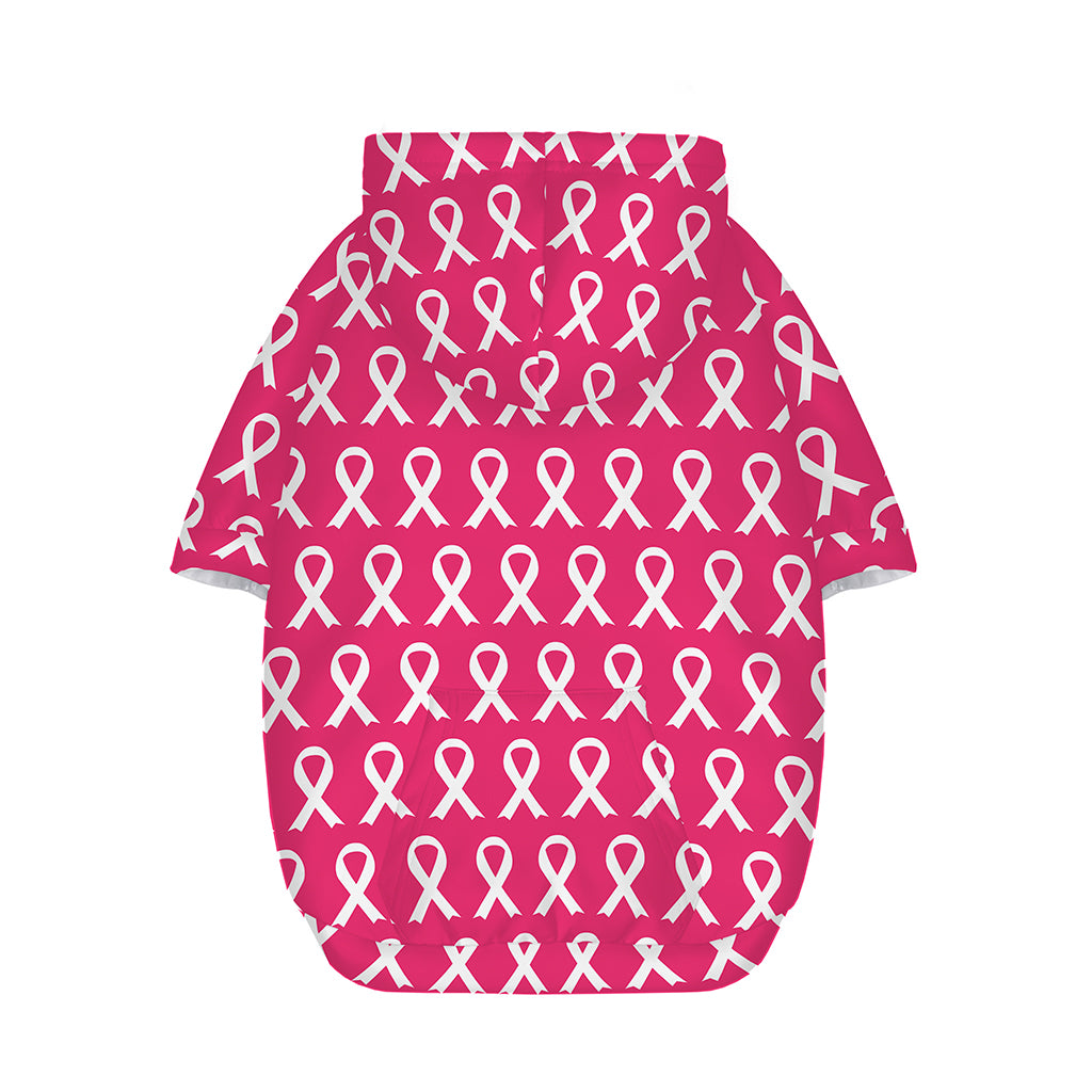 White And Pink Breast Cancer Print Dog Zip Up Hoodie