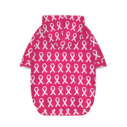 White And Pink Breast Cancer Print Dog Zip Up Hoodie