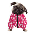 White And Pink Breast Cancer Print Dog Zip Up Jacket