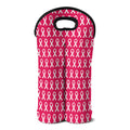 White And Pink Breast Cancer Print Double Neoprene Wine Tote