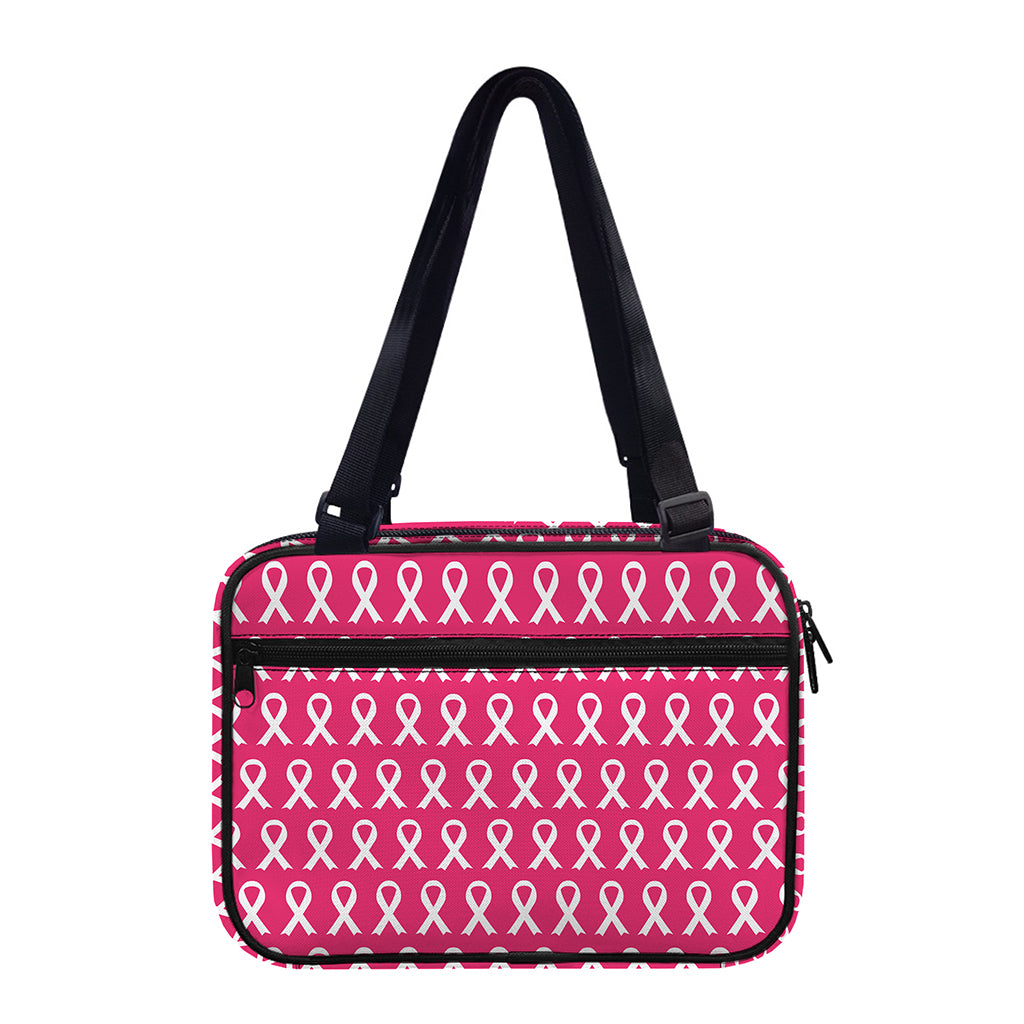 White And Pink Breast Cancer Print Double Strap Bible Bag