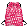 White And Pink Breast Cancer Print Drawstring Backpack