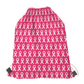 White And Pink Breast Cancer Print Drawstring Bag