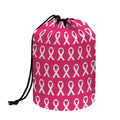 White And Pink Breast Cancer Print Drawstring Makeup Bag