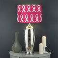 White And Pink Breast Cancer Print Drum Lamp Shade
