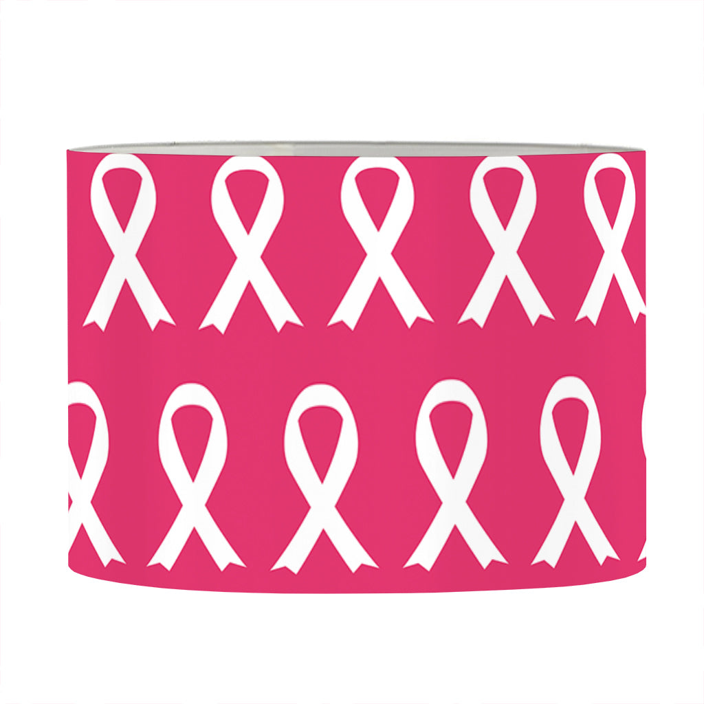 White And Pink Breast Cancer Print Drum Lamp Shade