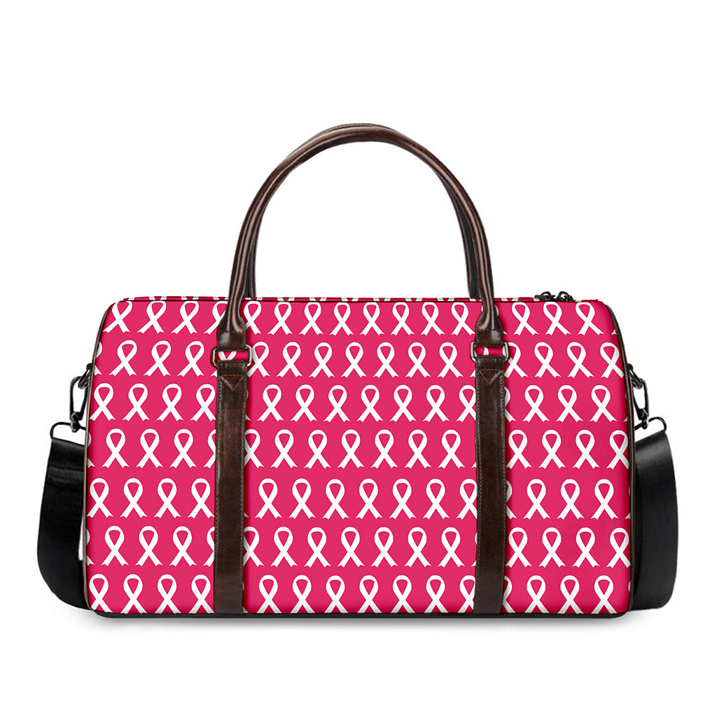 White And Pink Breast Cancer Print Duffle Bag
