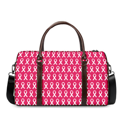 White And Pink Breast Cancer Print Duffle Bag
