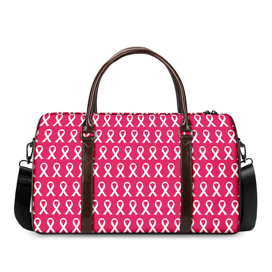 White And Pink Breast Cancer Print Duffle Bag