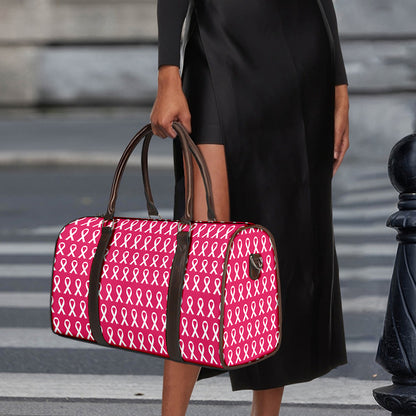 White And Pink Breast Cancer Print Duffle Bag