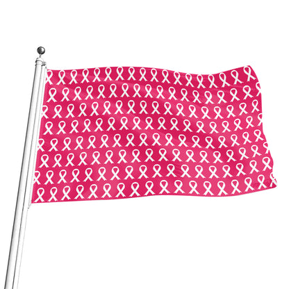 White And Pink Breast Cancer Print Flag