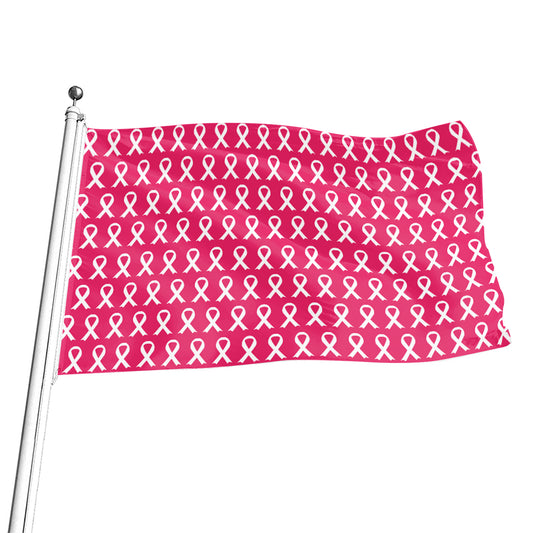 White And Pink Breast Cancer Print Flag